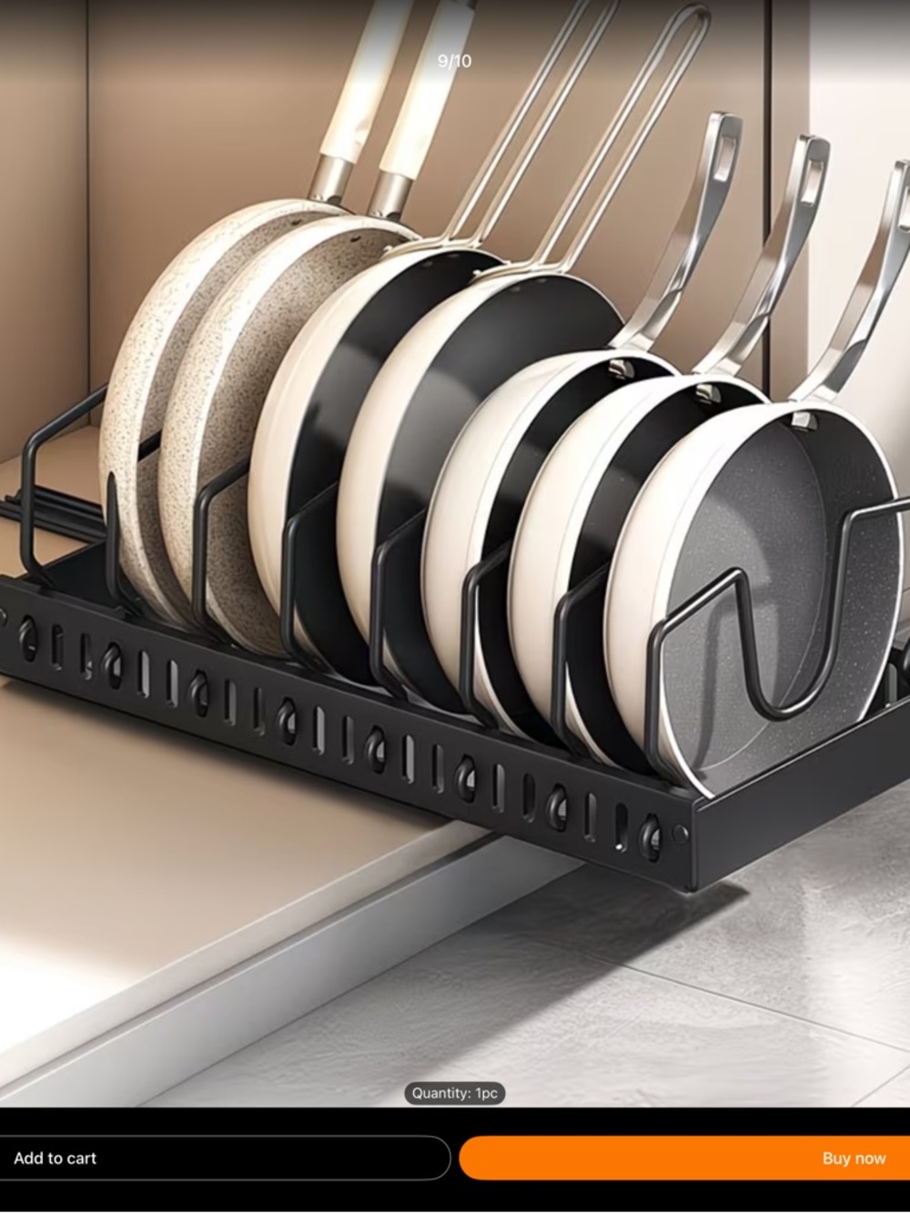 Pan Cookware Rack Organizer with Assorted Pans - Black